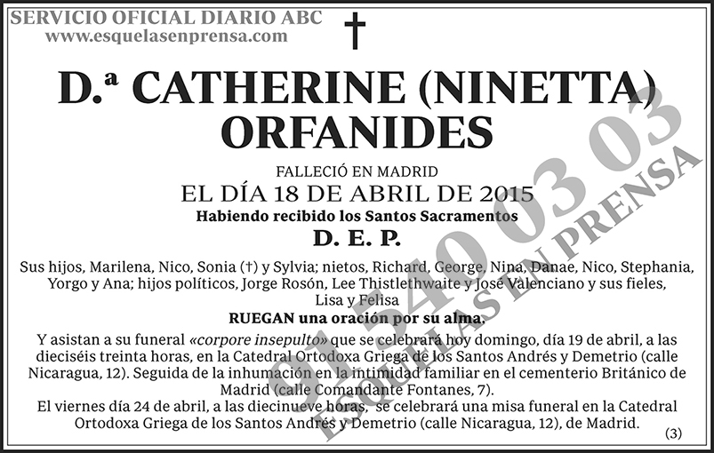 Catherine (Ninetta) Orfanides